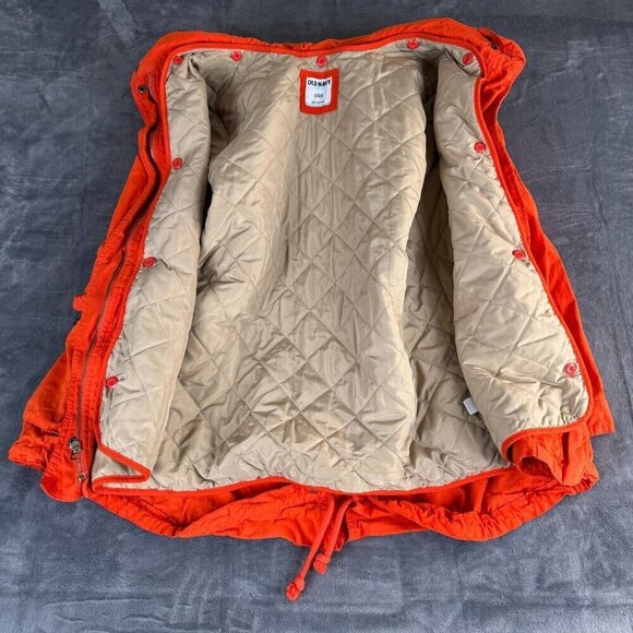 Old Navy Women’s Orange Jacket Coat Sz Large Anorak Hooded Removable Lined Y2K - Picture 2 of 14